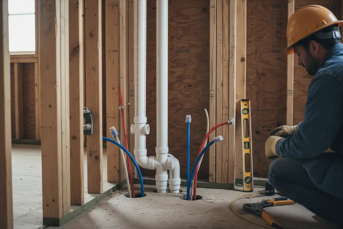 Drain and supply rough-in during Leak Detection in Stapleton